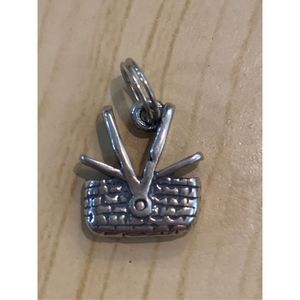 .925 Vintage Picnic Basket Sterling Silver Jewelry Charm #picnic
